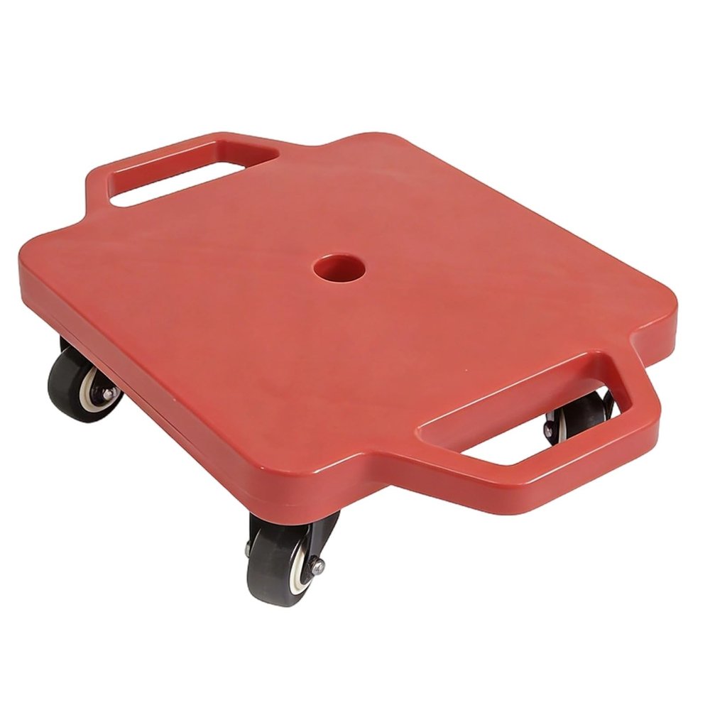 Scooter Board, Red for Youngsters, with 360 Wheels, Plastic Casters Floor Sitting Scooter Boards for Balance, Coordination Training, Home Early Education, Includes Tow Rope