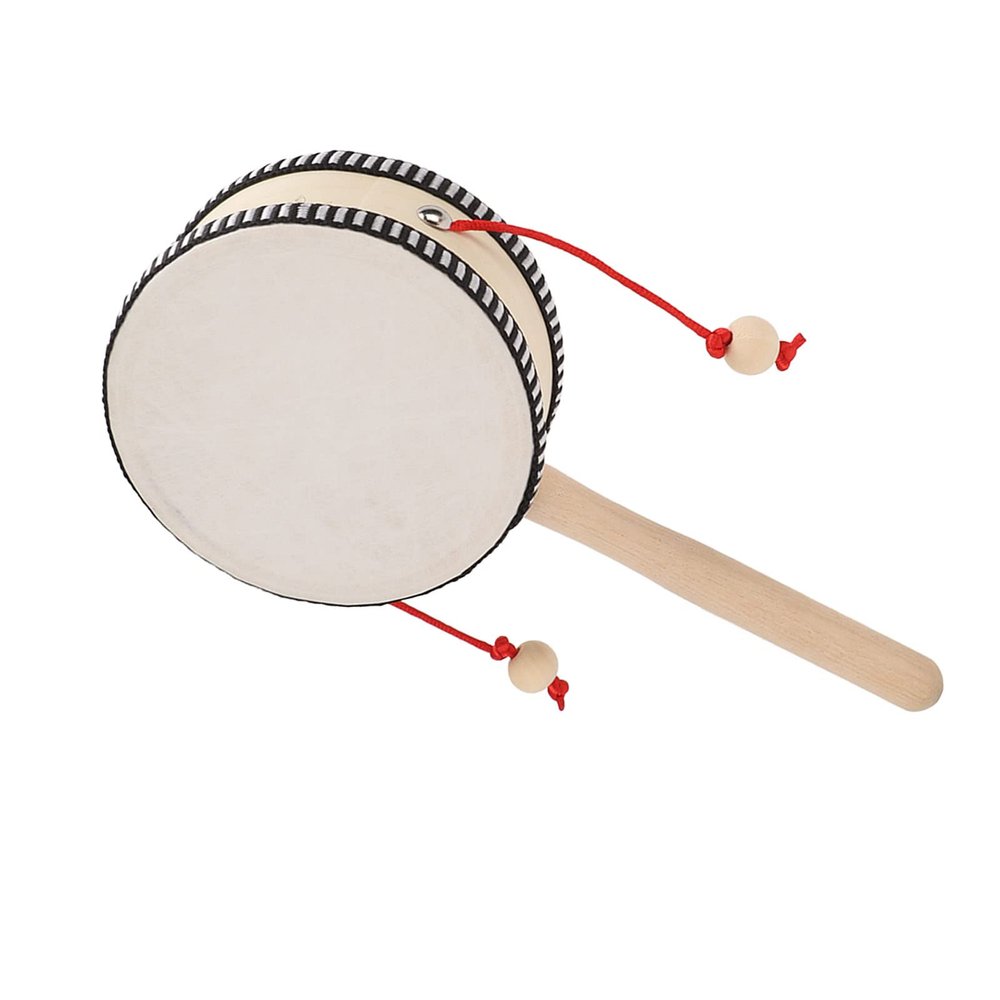 Chiyyak Exquisite 4 Inch Rattle Drum Toy with Black Edge Design, Safe and Convenient Storage, Long Lifespan, Great Gift for Kids