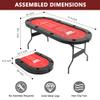 BEHOO 71" Folding Poker Tables, 8 Player Texas Holdem Table with Padded Rails & Cup Holders, Foldable Casino Poker Table, Oval Blackjack Tables Foldable Leisure (Red) view 2