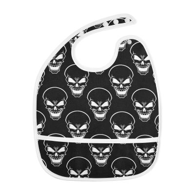NXSOCBO Skull Halloween Waterproof Baby Bib with Food Catcher Pocket & 3 Adjustable Snaps,Toddler Bibs for 6-24 Months Unisex