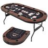 BEHOO 71" Folding Poker Tables, 8 Player Texas Holdem Table with Padded Rails & Cup Holders, Foldable Casino Poker Table, Oval Blackjack Tables Foldable Leisure (Black) view 1