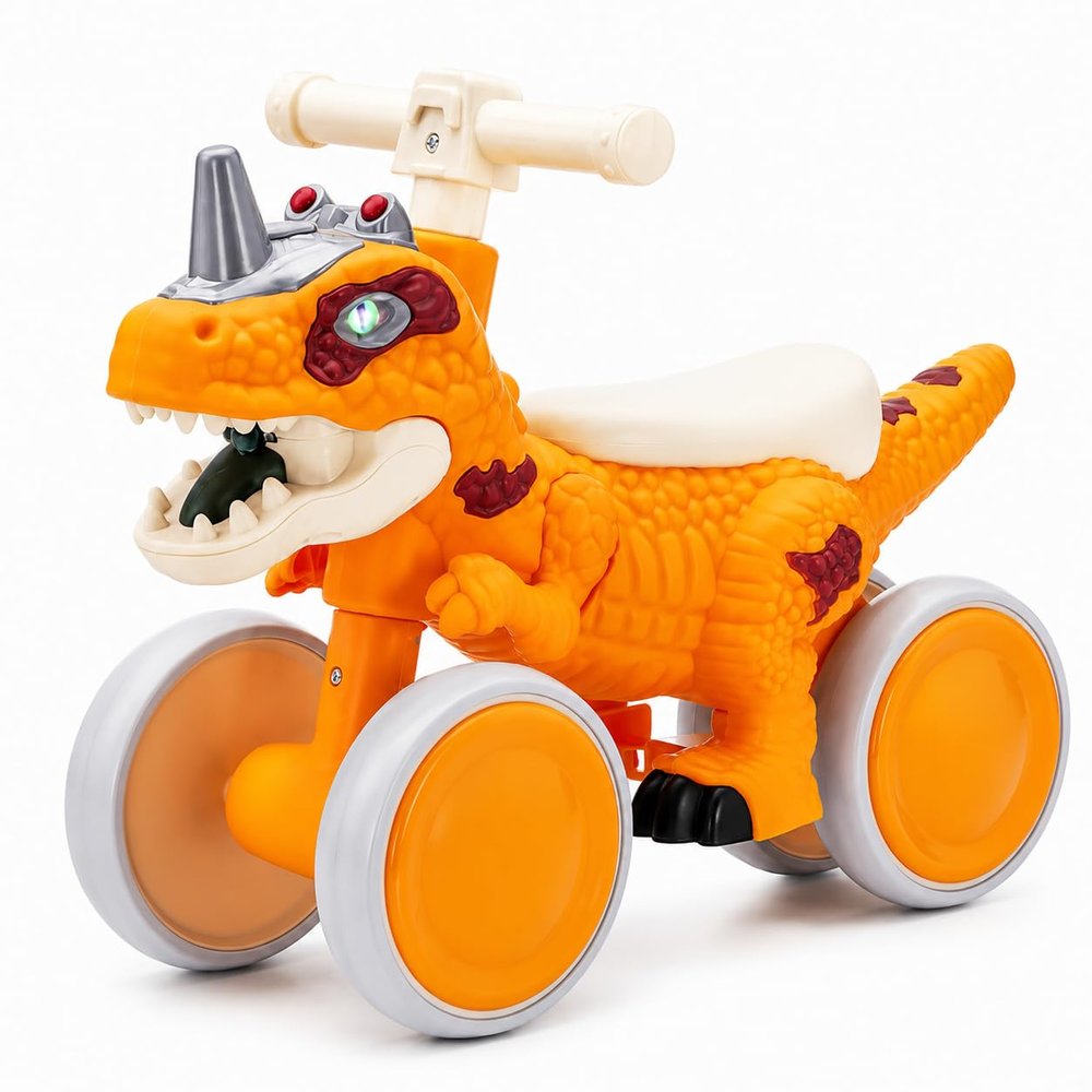 Dinosaur Ride On Toy for Toddlers 1-3 Years, 4 Wheel Wiggle Car, Stable Anti-Tip Design, Smooth Rolling Wheels, Enlarged Comfortable Seat, Toddler Ride On Sliding Toy (Yellow)