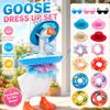 16 PCS Desk Goose Outfits,7 Inch Summer Mini Porch Goose Outfit Hats Sunglasses Swimming Ring Bikini Dresses Cute Funny Geese Clothes Costume for Magnetic Geese Statue Key Holder Table Decor view 2
