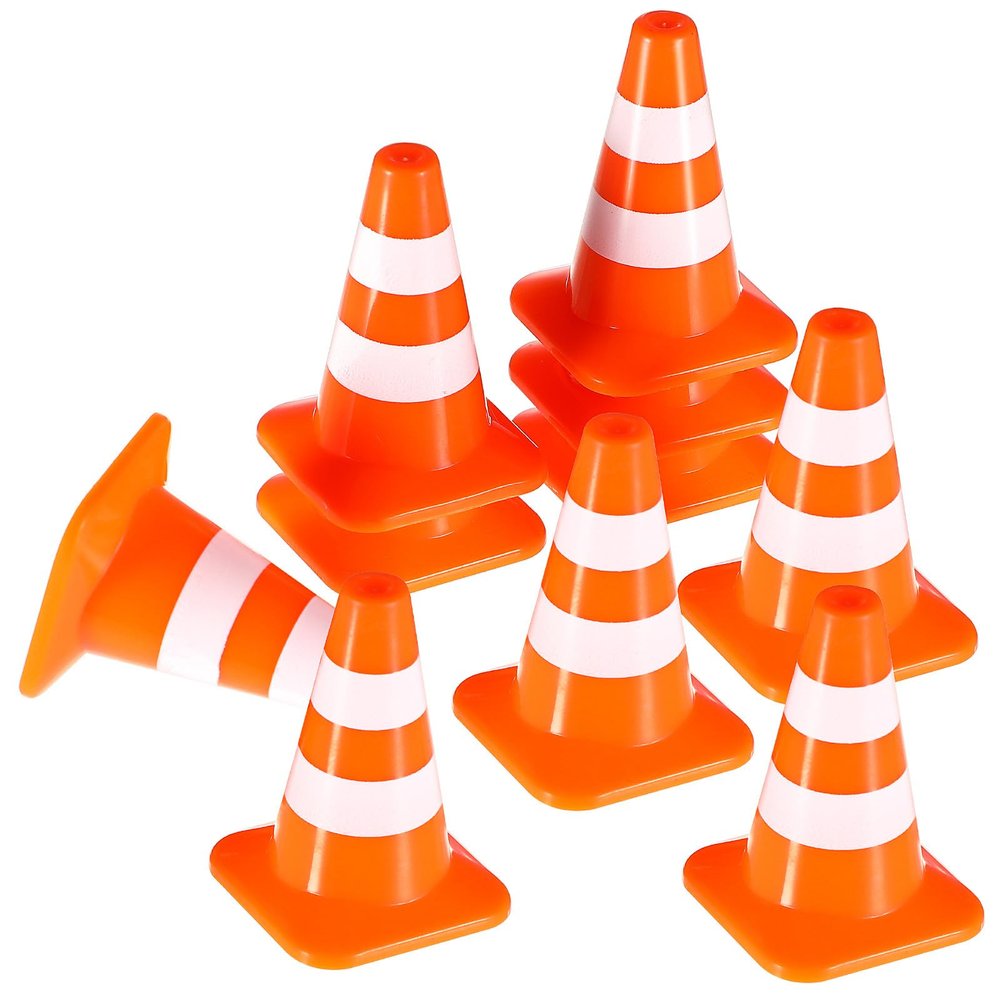 Toyvian Mini Traffic Cones, 10pcs Road Signs for Model Scene Accessories