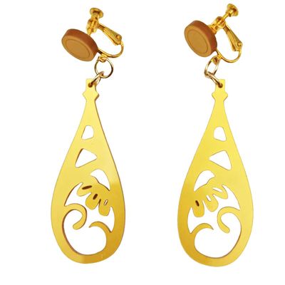 Anime Record of Ragnarok Buddha Cosplay Buddha Cosplay Acrylic Clip-On Earring Teardrop Dangle Gold