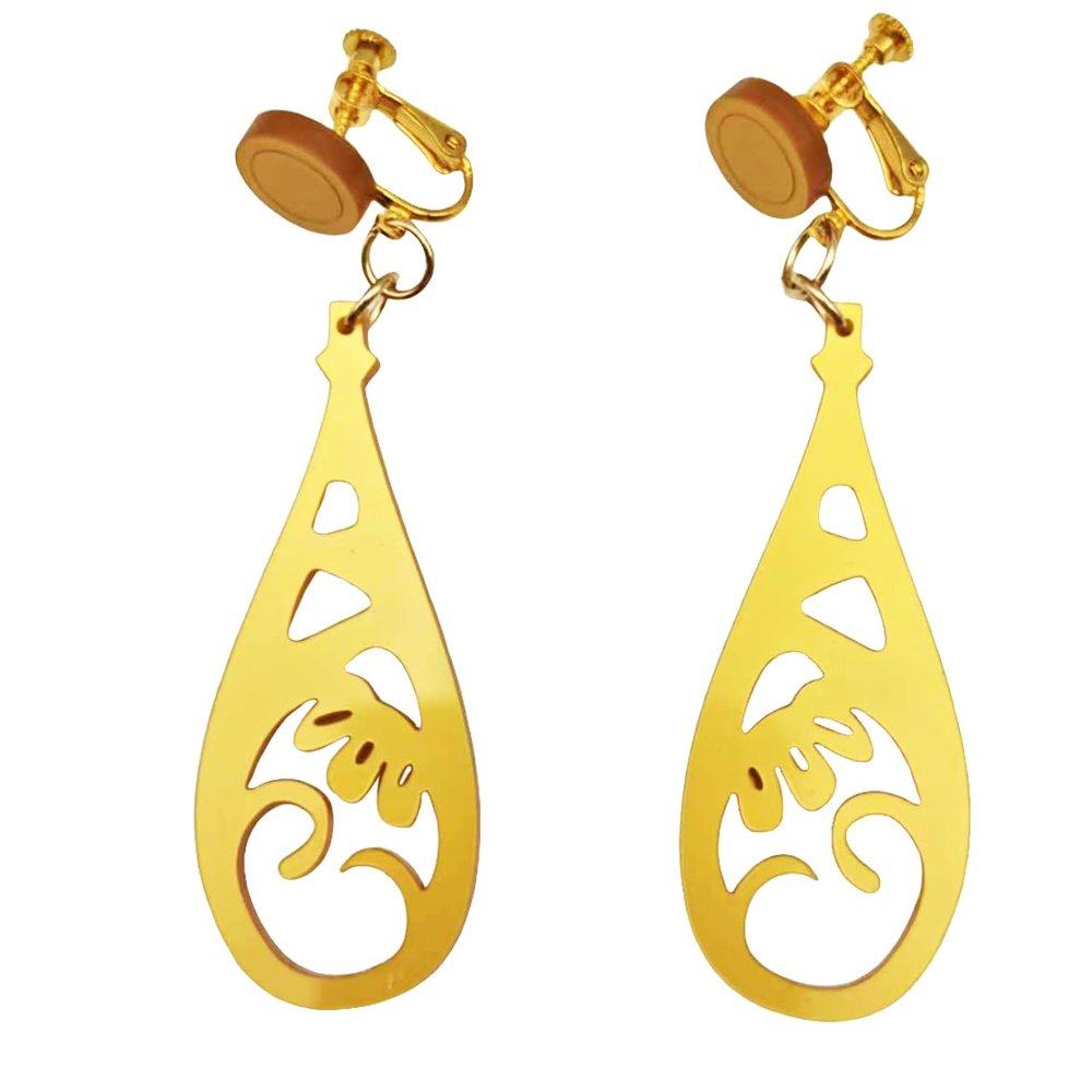 Anime Record of Ragnarok Buddha Cosplay Buddha Cosplay Acrylic Clip-On Earring Teardrop Dangle Gold