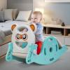 4-in-1 Kids Slide Rocking Toy, Rocking Horse with Basketball Hoop, Convertible Freestanding Slide for Toddlers Ages 1-6, Pink Green Green view 3