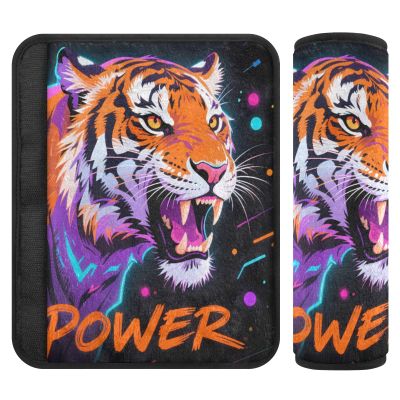 Nexawaveo Car Seat Strap Covers Dynamic Big Cat Black Soft Flannel Shoulder Pads