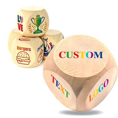 Personalized Wooden Dice, Custom Dice with Text/Logos/Photos, Featuring Colorful Designs, Date Night Food Decision Dices, Anniversary Birthday Wedding Couples Gifts