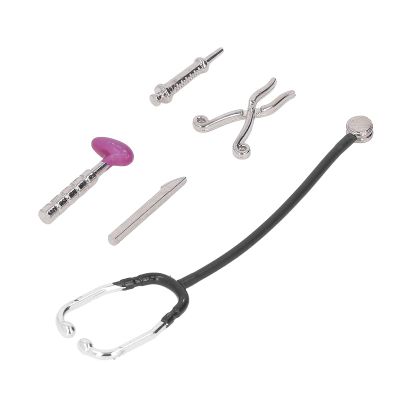 FTVOGUE Dollhouse Stethoscope Set, Mini Medical Appliance Model with Alloy Tools, 1:12 Scale Doctor Kit for Dollhouse Collectibles
