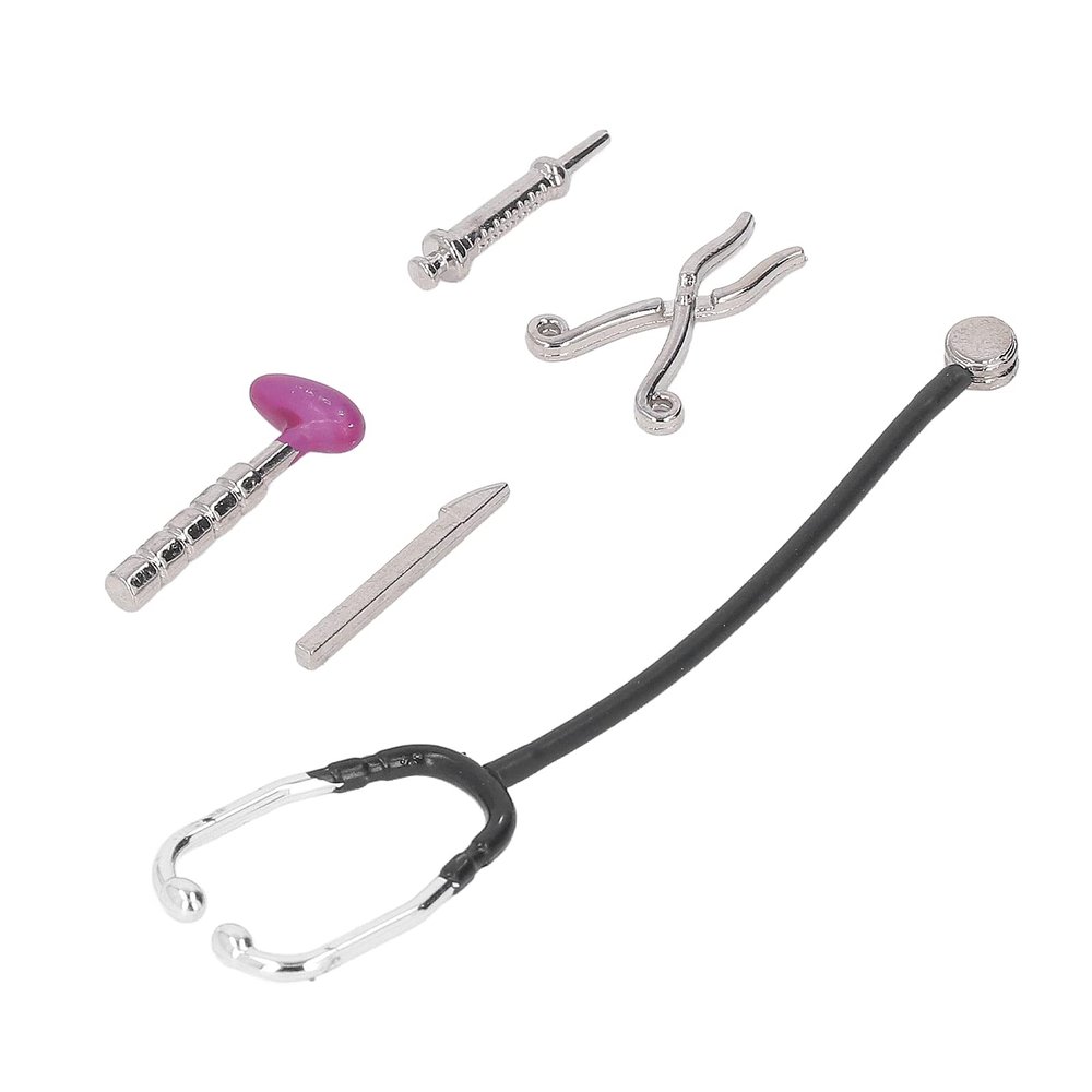 FTVOGUE Dollhouse Stethoscope Set, Mini Medical Appliance Model with Alloy Tools, 1:12 Scale Doctor Kit for Dollhouse Collectibles