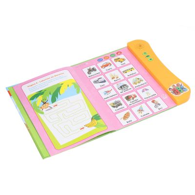 Aumotop Kids Electronic Sound Book Fun Learning Spanish Words for Toddlers 3 Years Old and Up Durable Plastic 25 X 22.5 X 2.5cm (Orange)