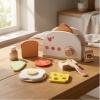KiBcsLic Wooden Bread Maker Toy Imagination Wooden Pretend Cooking Set Fine Motor Skills for Children , White view 2