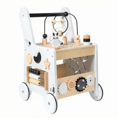KQFCAZRE Wooden Infant Push Pusher Revolving Beads Infant Activity Center Pusher Sensory Learning for Young Children