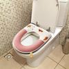 Pink Cat Toilet Seat Cover with Handle - Soft, Breathable, Washable Winter Cushion - Fully Enclosed Toilet Warmer for Home Bathroom Comfort view 3