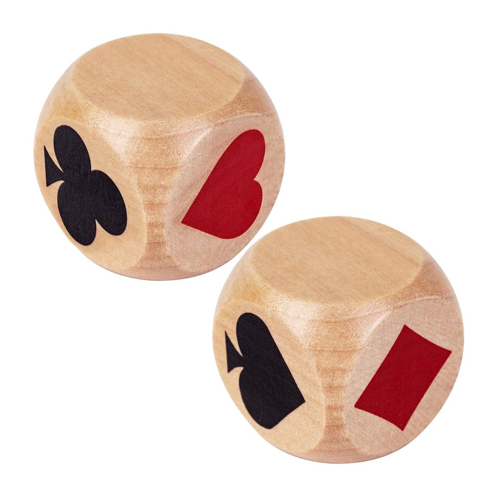 2Pcs Euchre Indicators Wooden Trumps Suit Dices Portable Double Trumps Marker Dices for Travel Camping and Party Use Double Marker