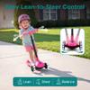 SereneLife 3 Wheel Scooter for Toddlers and Kids Foldable Kid Scooter with LED Wheels, Adjustable Handlebar, Rear Brake, Anti-Slip Deck Kids 3 Wheel Scooter for Ages 37, Up to 110 lbs, Pink view 2