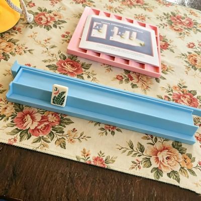 Vexthonarix 4Pack Travel Mahjong Tile Racks Mini Mahjong Case Holders for Compact Tile Sets, Portable Mahjong Accessory Se (Light Blue)