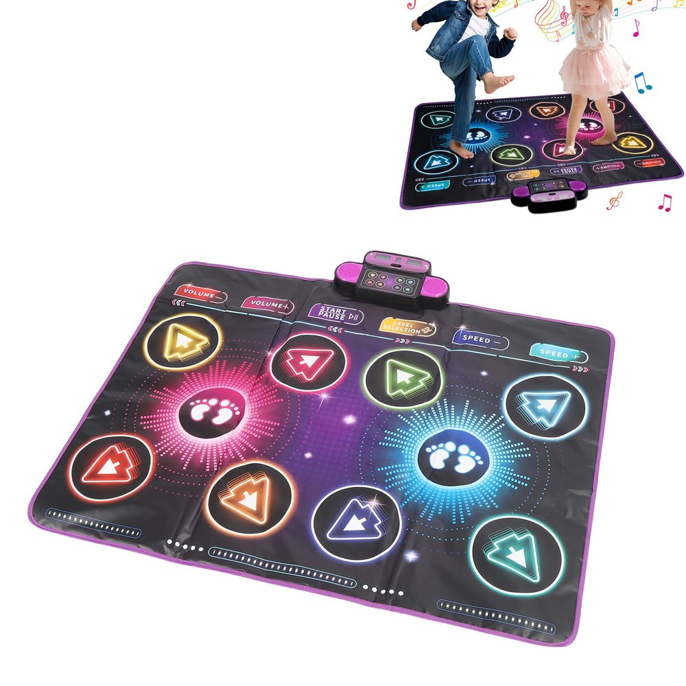 ECHTNATAV Dance Mat, 2 Player Electronic Dance Game Pad with Music Polyester Fiber Mat Interactive Gaming for Friends Young Users
