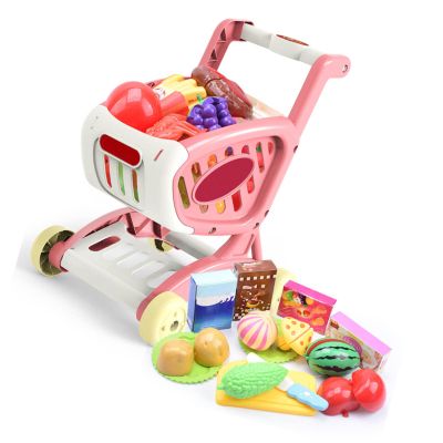 Chiyyak Funny Fruit Vegetable Food Car Toy Set for Enthusiastic Supermarket Role Play Fun (Pink)