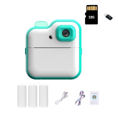 Kids Instant Print Camera Toys 1080P HD Kids Digital Camera Instant Photo Printing Camera Video Toys Picture Printer Toys Gifts(Q6-Bule-32G)