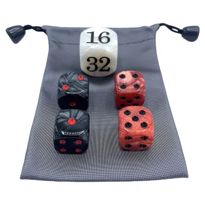 22mm Doubling Cube 4Pcs 16mm Dice + Marbleized Resin Backgammon Pearl Dice Set with Storage Bag Gaming Accessories for Backgammon Lovers
