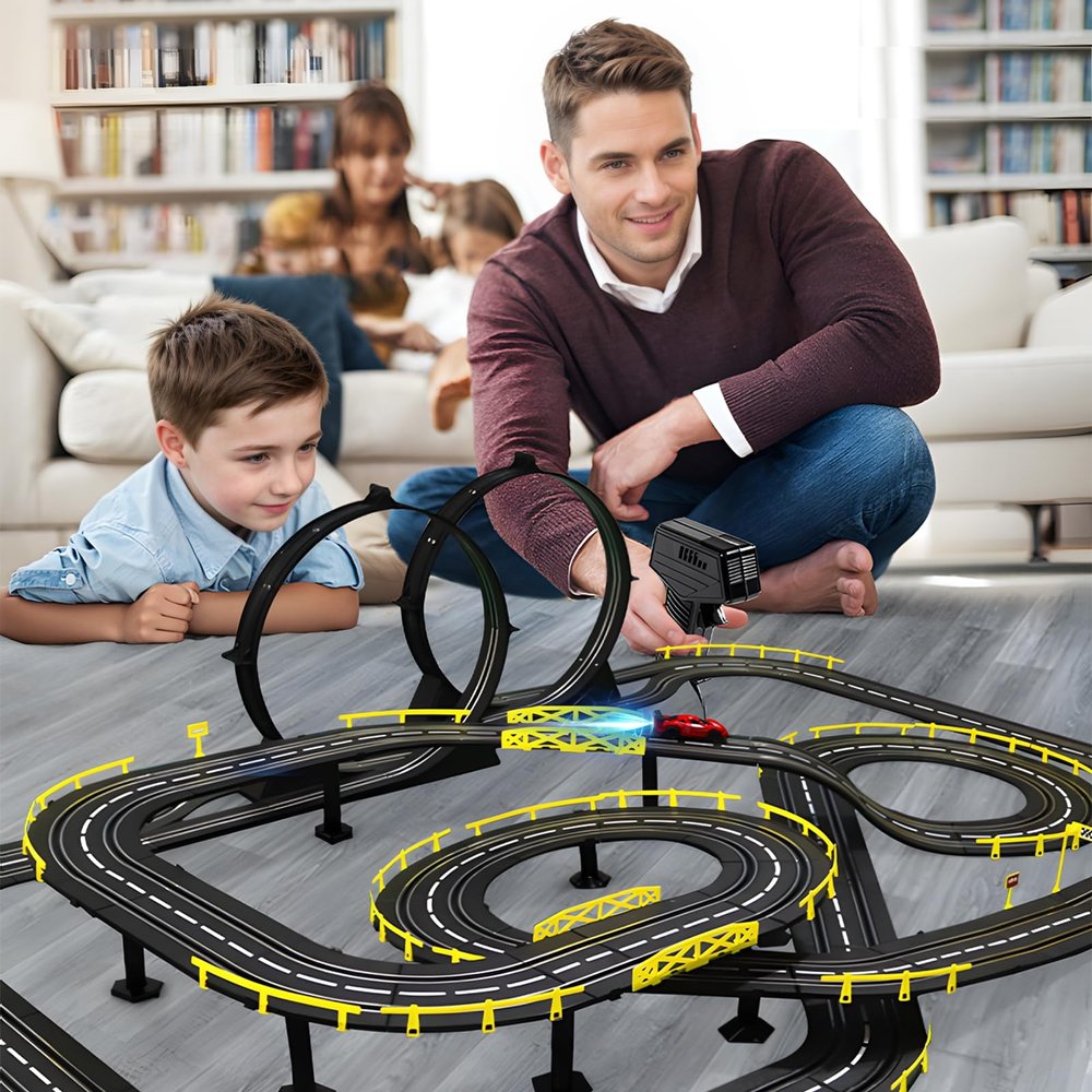 Slot Car Race Track Sets for Kids Ages 6+ | Electric Powered Racing Set | Electric Remote Control Track Car High Speed Showdown Birthday Gifts for Boys Kids Ages 6+(US Fast Arrival) Black