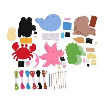 Alomejor Ocean Animal Sewing Kit for Kids, DIY Craft Set with Safe Plastic Non Woven Fabric for Creative Play