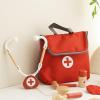 Jessruly Red Doctor Set Wooden Simulation Medical Simulation Educational Kit with Medicine Chest for Role Play and Early Learning Development view 3