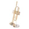 Chiyyak Miniature Dollhouse Template in the Shape of Trombone, Vivid Appearance, Portable Design for Music Room Decoration, 7.7 Inch, Gold view 2