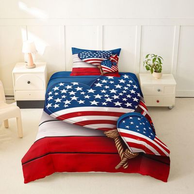 Erosebridal USA Flag Duvet Cover Set Red Blue Stars Girl Toddler Bedding Set for Preteen Boys Girls Independence Day Theme Comforter Cover Vintage Style Bed Sets,Patriotic Decor