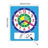 Tapallmy Learning Clock 15.3x10.6inch Teaching Clocks Ideal for Kids with Movable Hands Write Wipe Practice Clock to Learn Time Ideal for Kids with Writing Pen Blue view 4