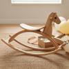 FytStycale Wooden Rocking Horse Sturdy Solid Wood Rocking Horse Balanced Design Young Child Riding Toy for Children, Kids, Walnut Wood Color view 2