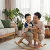 FytStycale Wooden Rocking Horse Sturdy Solid Wood Rocking Horse Balanced Design Young Child Riding Toy for Children, Kids, Walnut Wood Color view 3