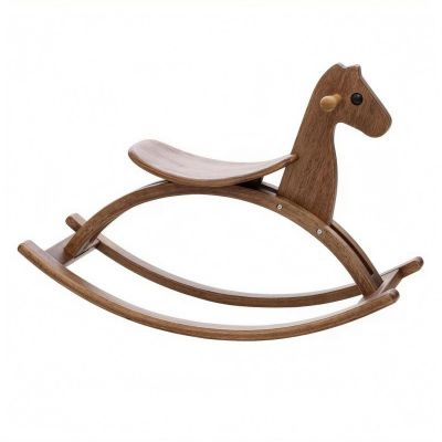 Xgdsnly Wooden Rocking Horse Sturdy Solid Wood Rocking Horse Arched Runners Classic Rocker Toy for Children, Kids, Walnut Wood Color