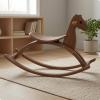 Xgdsnly Wooden Rocking Horse Sturdy Solid Wood Rocking Horse Arched Runners Classic Rocker Toy for Children, Kids, Walnut Wood Color view 2