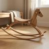 Xgdsnly Wooden Rocking Horse Sturdy Solid Wood Rocking Horse Arched Runners Classic Rocker Toy for Children, Kids, Walnut Wood Color view 3