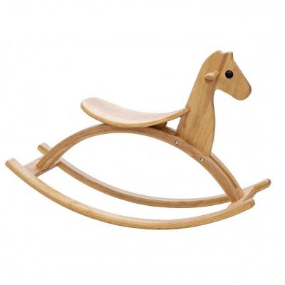 MotiveTech Wooden Rocking Horse Arched Runners Solid Wood Rocking Horse Balanced Design Young Child Riding Toy for Kids, Wood Color