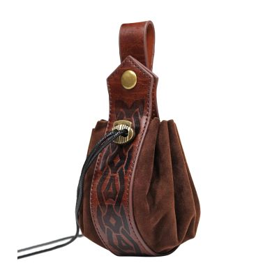 Portable Belt Pouches Medieval Styles Drawstring Bag Cosplay Dices Bag PU Leather Coin Purse Halloween Waist Pack Pu Leather Belt Pouches Portable Purse for Daily Use