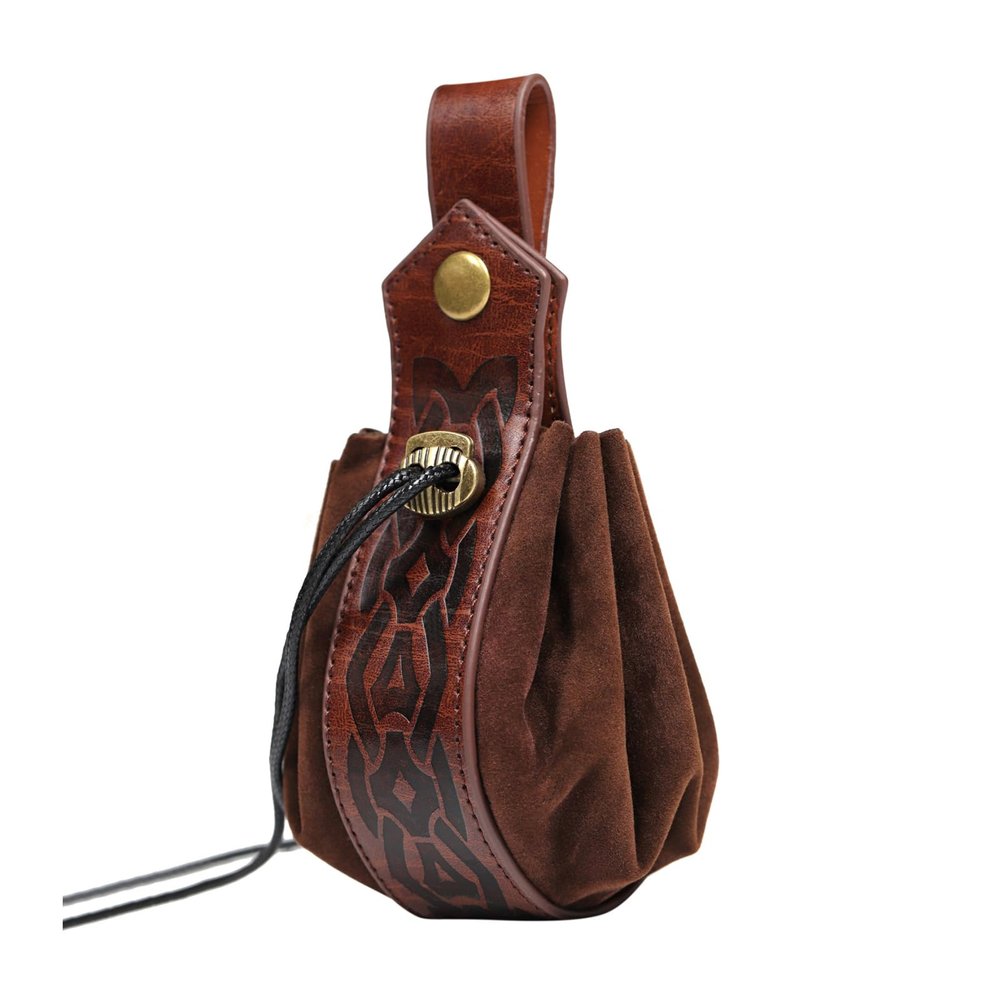 Portable Belt Pouches Medieval Styles Drawstring Bag Cosplay Dices Bag PU Leather Coin Purse Halloween Waist Pack Pu Leather Belt Pouches Portable Purse for Daily Use