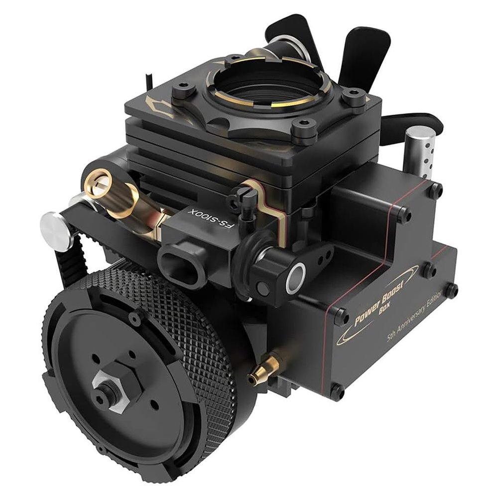 FS-S100AT Single-Cylinder 4-Stroke Nitro Gasoline Engine Model, Transparent Combustion Chamber Internal Combustion Engines, for Car, Boat & Teaching Display