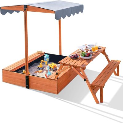 Outdoor sandpits with Adjustable awnings and Canopies, Suitable for Garden backyards; Foldable sandpits with awnings, Suitable for Toddlers to Play in.