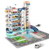 5-Story City Parking Garage Display Tower, Multi-Level Vehicle Storage Miniature Building Scene with Rotating Car Elevator, Urban Garage Including 6 Model Cars for Adults view 1