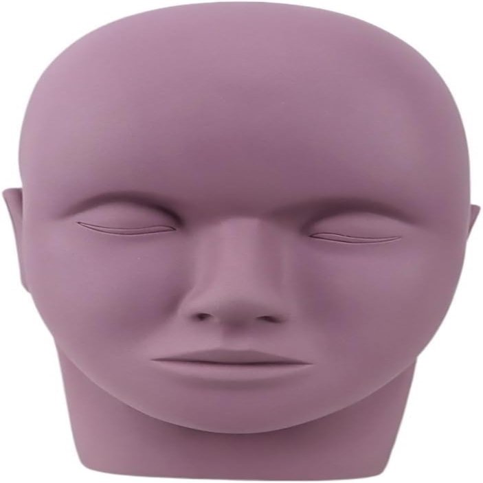 ROPCVAX Rubber Massage Eyelash Mannequin Head Extension Cosmetology Doll Face for Makeup Practice Model(B)