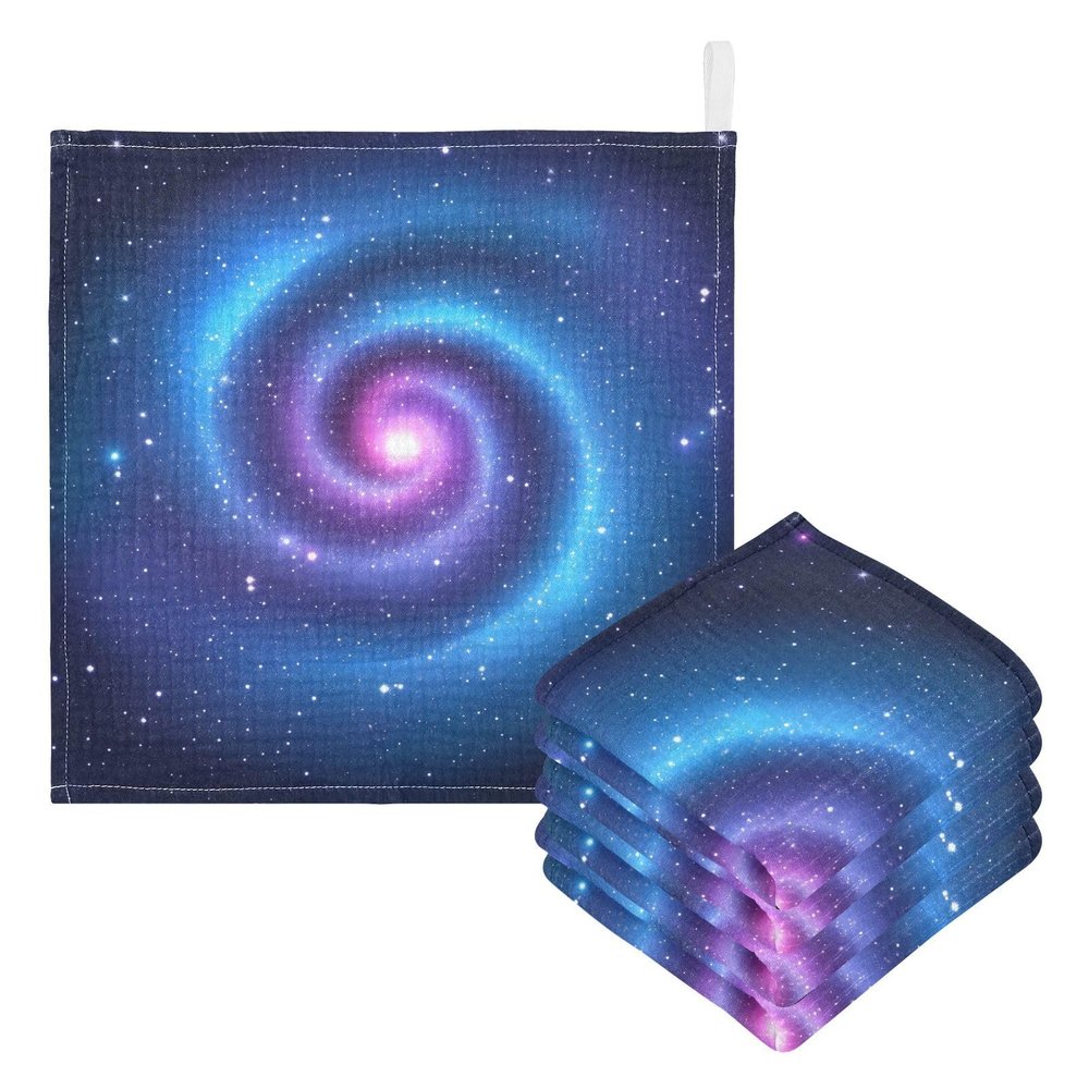 Sletend Universe Nebula Galaxy Baby Msulin Washcloths Newborn Face Towel Baby Muslin Burp Cloths 5 Pack Soft Absorbent Natural Cotton Wash Towel 11.8"X11.8", Shower Gift and Essential
