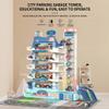 City Parking Garage Display Miniature Building Scene, 3-Level Vehicle Storage Tower with Rotating Elevator, Urban Car Structure Including 6 Model Cars for Adults Enthusiasts view 2