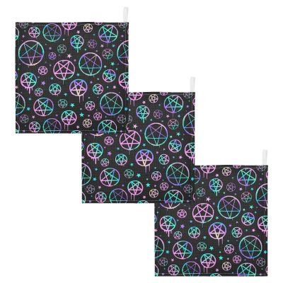 Sletend Newborn Face Towel Bright Pentagrams Baby Washcloths 11.8"X11.8" Soft Cotton Infants Girls Boys Muslin Burp Cloths 3 Pack