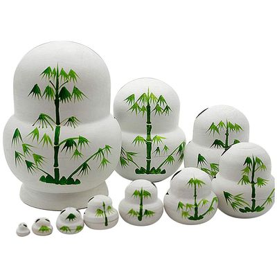 JTLB Russian Nesting Dolls Panda Matryoshka Dolls Set Wooden Stacking 10 Pcs 10 Layer Combination Yellow Painted Wooden Doll Set with Exquisite Workmanship for Christmas GIF (Black,White)