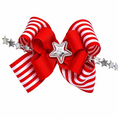 Patriotic Hair Bow Clip for Girls, Red white and blue boutique ribbon Bow, handmade Hair Accessory for baby, toddler & little girls, 4th of July, independence Day, Memorial Day, Patriotic events