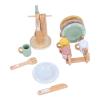Omquot Wooden Play Food Set for Fantasy Role Playing, Color Matching Plate and Cup, Ideal Gift for Toddler, 18-Piece Beech Wood Cookware Set view 4